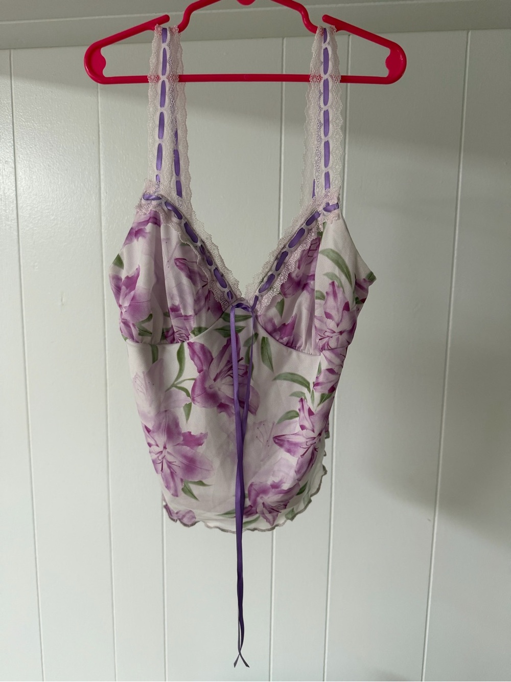 SHEIN Lavender Floral Lace-Trim Cami